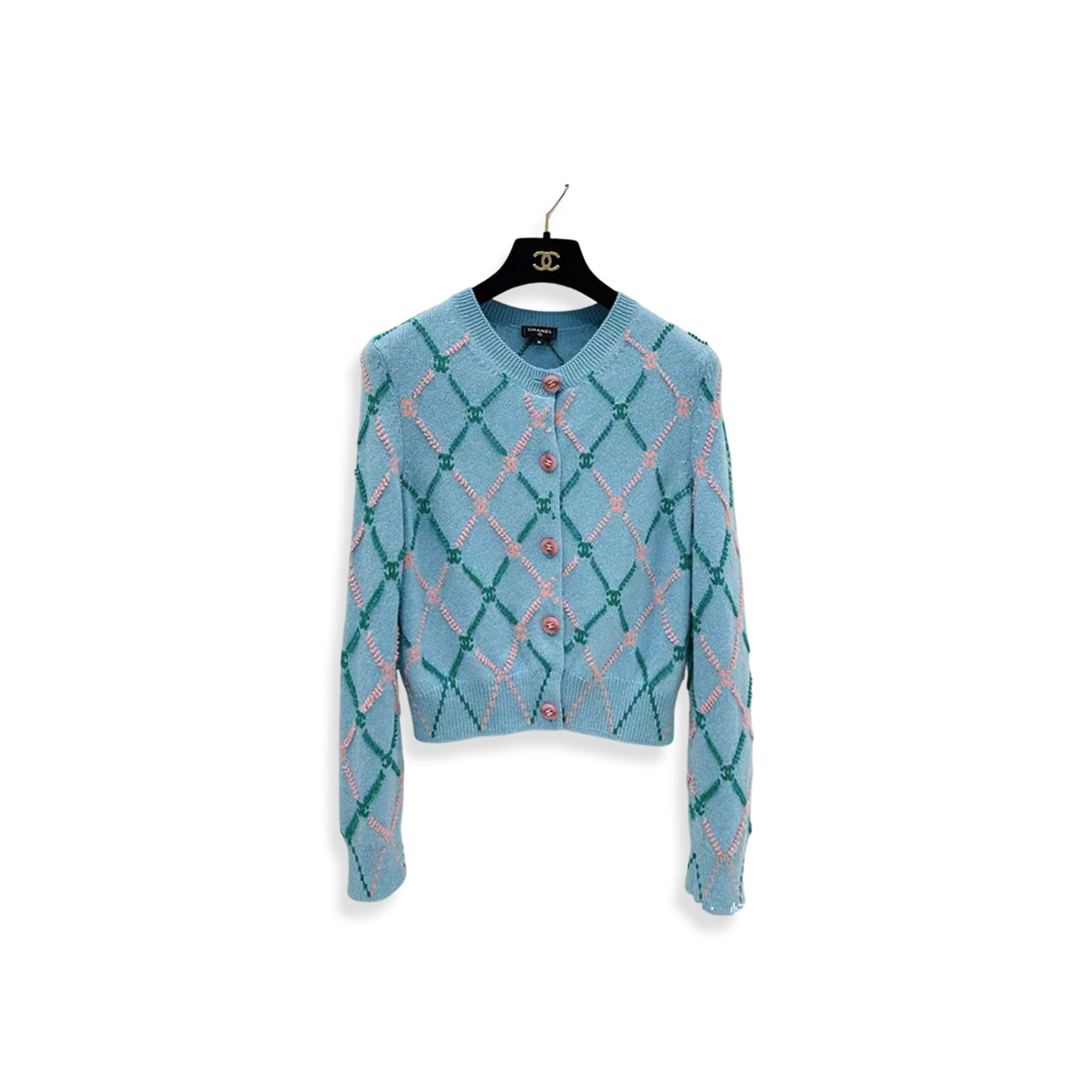 CHANEL COCO ARGYLE KNIT CARDIGAN
